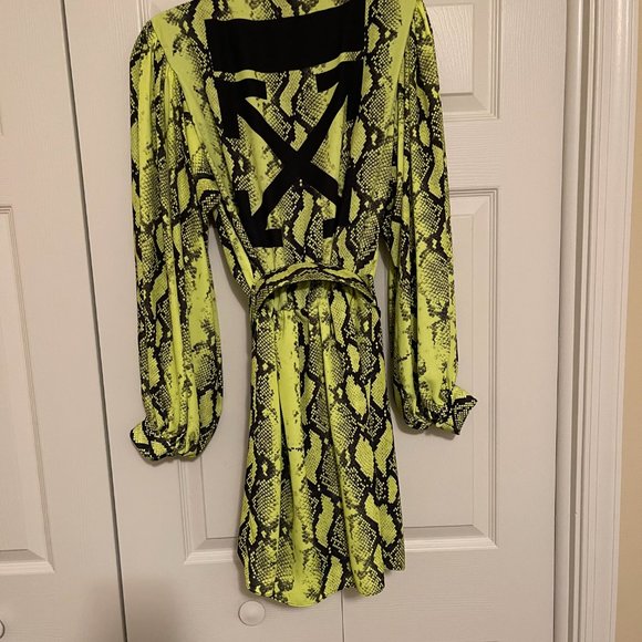 NWT Off-White  Deep V Python Mini Dress - Picture 6 of 6